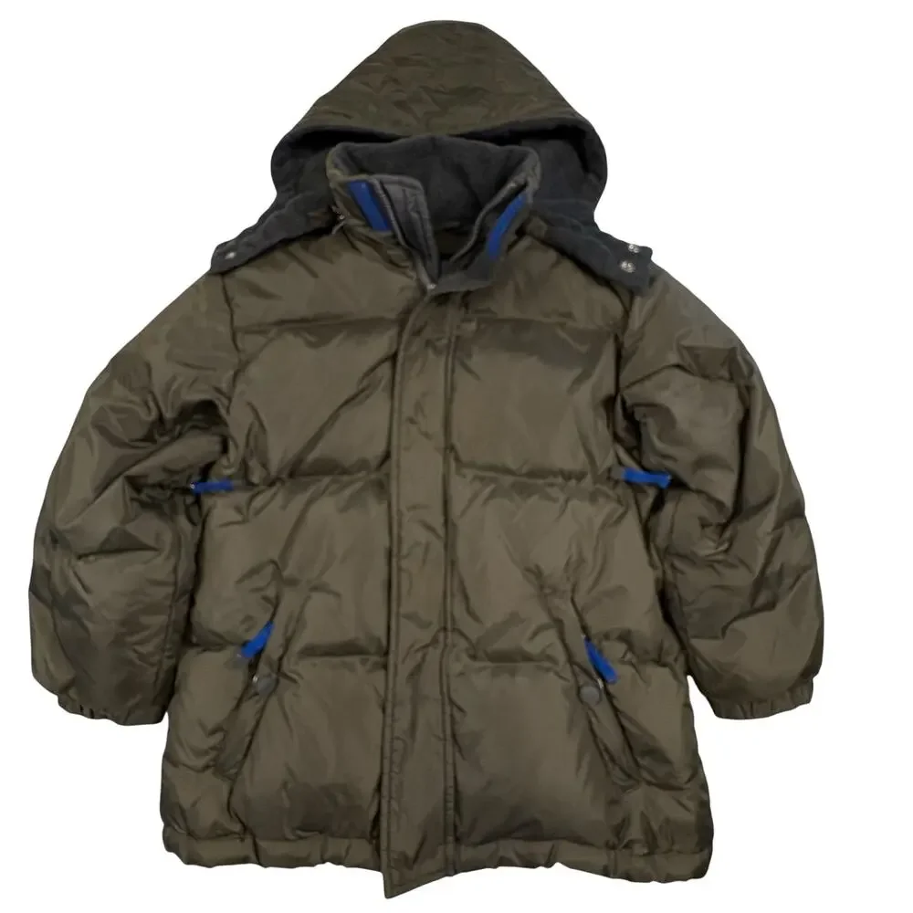 Gap Kids Down Puffer Jacket Boys M(8) Olive Green Ski Coat Utility Vintage Y2K